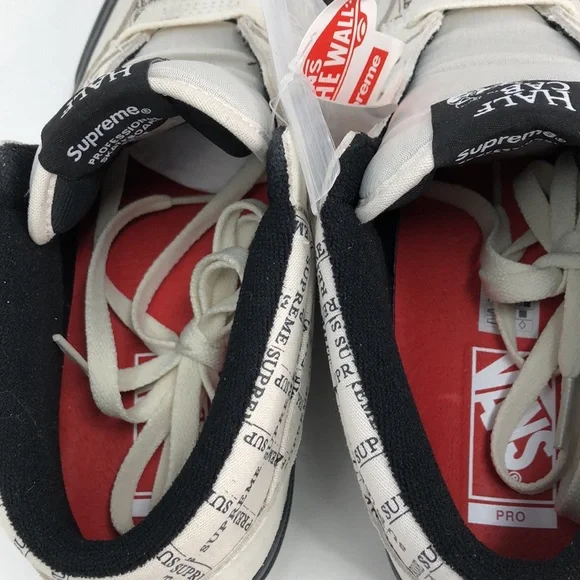 Vans x Supreme Half Cab Pro ‘92 Men’s Off White Black Skateboard Shoes - Size 8 - Picture 14 of 16